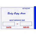 Personalized Static Cling Vehicle Service Record System - Style 1